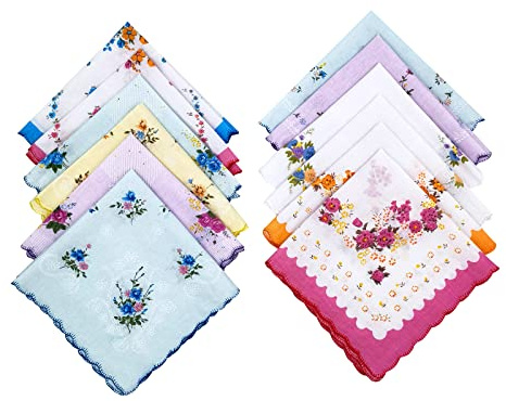 JukLoos Fazzoletti floreali vintage da donna in cotone per festa di nozze