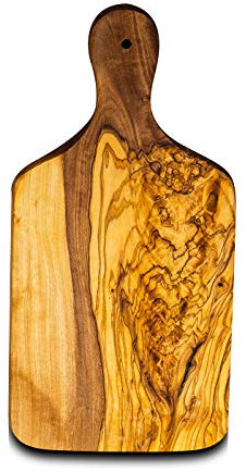 Pequeña tabla de cortar de madera de olivo, aprox. 21 cm, para la cocina, bocadillos, desayuno o decoración de mesa