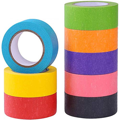 Juego de 8 rollos de cinta adhesiva de colores para manualidades, codificación de color, decoración, suministros de arte divertido para niños, cinta adhesiva de color, washi tape