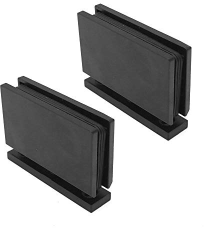 Lot de 2 charnières de porte en verre NUZAMAS noir mat sans cadre - Accessoires d'installation pour salle de douche - Acier inoxydable 304 - Charnière de porte en verre à 360 degrés