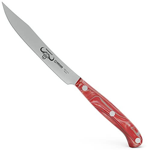 Giesser seit 1776 - Made in Germany - Steakmesser 12 cm Red Diamond, PremiumCut Steak No 1, Acryl, rot, rostfrei, deutsches scharfes Messer