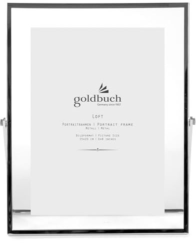 goldbuch Bilderrahmen Loft aus Metall, Rahmen mit Aufsteller, Portraitrahmen für 1 Foto im 15x20 cm Format, Metallbilderrahmen ca. 19,7 x 24,7 x 1 cm, Frame Silber