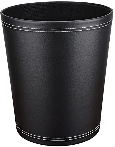 GORESE Cestino per la carta Ufficio, Cestino per la carta in pelle di colore Nero, design moderno, pattumiera per cucina, bagno, ufficio (Nero)