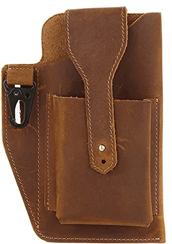 Panegy Herren Taktische Hüfttaschen Echt Leder Gürteltasche Multifunktional Bauchtasche Tasche für Camping Wandern Radfahren Klettern Reisen