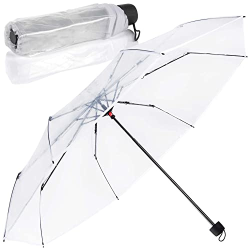 GOODS+GADGETS Parapluie clair transparent, abat-jour blanc Ø 100 cm; Parapluie élégant en transparent - le point culminant de la mode (Parapluie pliant)