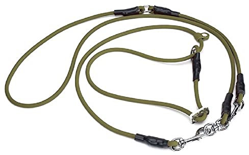 Mystique® Biothane Hunting Profi Umhängeleine 6mm Moxon mit Zugbegrenzung Khaki M-295cm