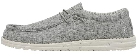 HEYDUDE Men's Wally-Blend Linen Iron Size 8 | Men's Shoes | Men Slip-on Loafers | Comfortable & Light-Weight
