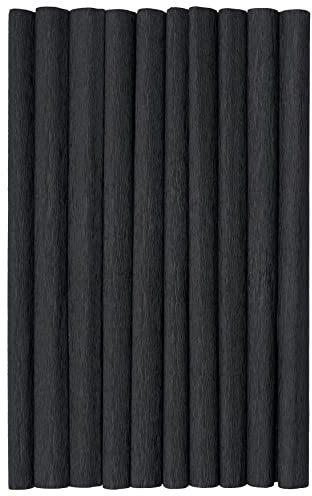 Krepppapier 50x200 cm Crepepapier für Handwerke, Kräuselpapier zur Dekoration, Schulpapier, Rollenpapier Elastizität, nicht abfärbende Farben, schwarz 10er Pack