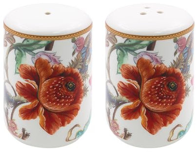 Lesser & Pavey William Morris Anthina Floral Ceramic Salt & Pepper Shaker Set Seasoning Pots, Red