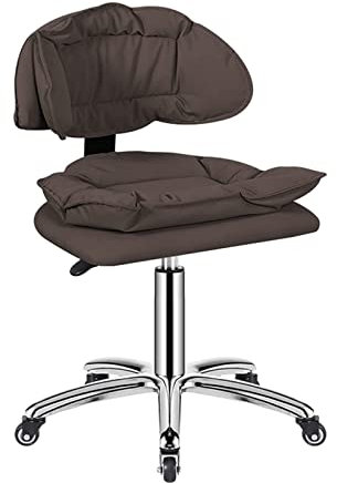 SAAKO komfortabel Barhocker Rollen-Barstuhl, höhenverstellbar, 45–57 cm, drehbarer Bürostuhl, rollende Barhocker, Rollhocker, Arbeitsstuhl ohne Fußstütze Luxus