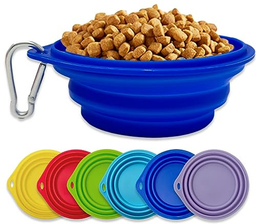 Silikon Hundenapf inkl. Karabinerhaken ideal für unterwegs 250ml für Hunde und Katzen Futternapf Trinknapf Wassernapf Reisenapf (Dunkelblau)