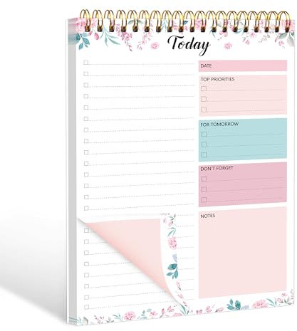 To Do List Notepad - To Do List Notebook for Work with 52 Sheets, 6.5 x 9.8 Checklist Productivity Organizer with Hourly Schedule for Task Management-Roseous