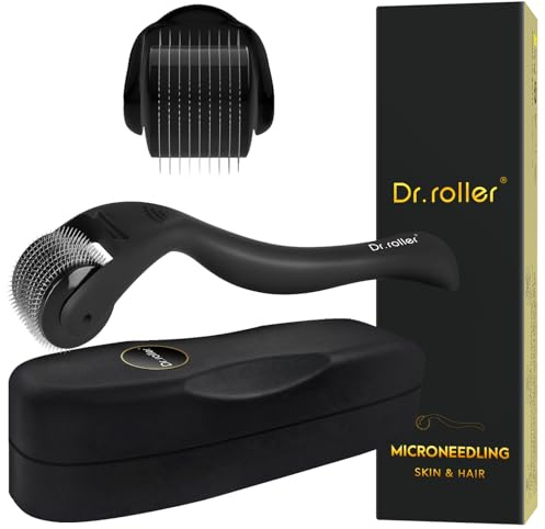 Dr.roller Derma Roller 1,5mm, Derma Roller para el Crecimiento Antiedad de la Barba y el Cabello, Microneedling Derma Roller para el cuero cabelludo facial