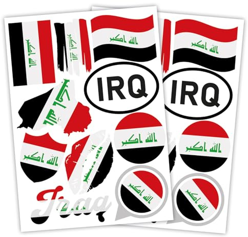 Finest Folia 2er Set DIN A4 Länderaufkleber Fahne Aufkleber Länderfahne Flagge für Auto Motorrad Sticker Länderflagge selbstklebend wetterfest R217 (23 Irak)