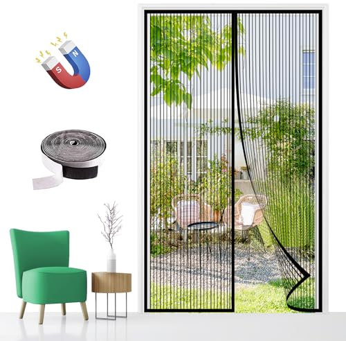 Magnet Fliegengitter Tür, Insektenschutz Magnetischer Fliegenvorhang Automatisches Schließen, Ohne Bohren für Balkontür Terrassentür-Black-A|| 135x190cm(53x74inch)