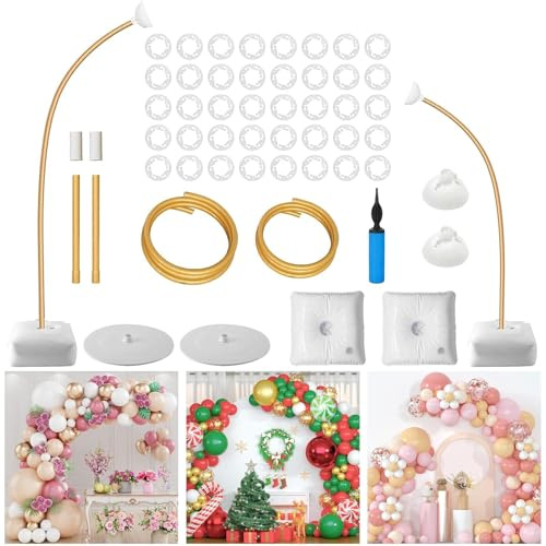 Balloon Arch Stand Kit, Bendable Half Arch Balloon Stand with Filling Water Base, 8.2Ft&5Ft Balloons Stands for Floor Suitable for Wedding Baby Shower Birthday Party Supplies Decorations