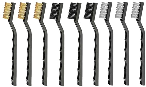 9 Pièce Mini Brosses Métalliques,Petite Brosse Metallique,Acier Nylon Laiton Brosse de Nettoyage pour Le Nettoyage des Scories de Soudure, de la Saleté et de la Rouille