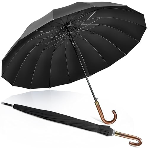ZOMAKE Großer Regenschirm 55 inch,12 Rippen / 16 Rippen Golfschirm Groß Stabil,Travel Schirm XXL Groß mit Auf-Zu-Automatik für Herren Damen