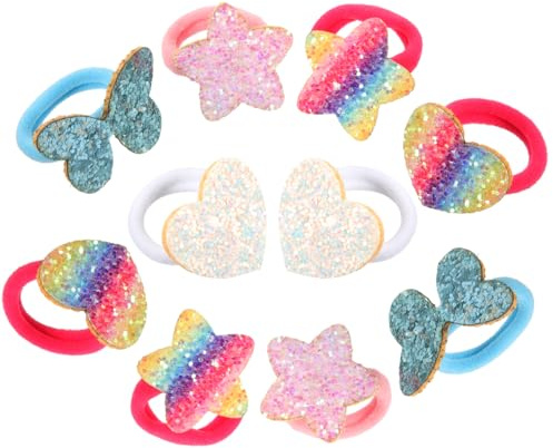 FRCOLOR 5 par glittrande hårsnoddar för flickor, elastiska hårband med gnistrande paljetter, perfekt för fester, skola, vardag, födelsedagskalas, helgdagar