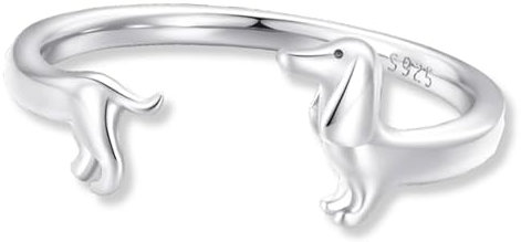 DackelSafari Original verstellbarer Dackel Ring für Damen aus 925er Sterlingsilber - Niedlicher Hund Ring - Hochwertiger Schmuck