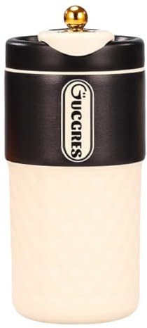 Botella termo de acero inoxidable 316 con correa, doble pared aislada al vacío, taza de viaje de 17 onzas, vaso de café y té a prueba de fugas con boca ancha (crema)