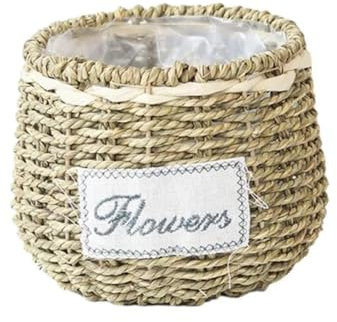 AHIOJEGX Blumenübertopf Geflochten 3PCS Runde Woven Seegras Lagerung Korb Wicker Pflanzer Mit Kunststoff Liner Rattan Blumen Korb for Home Hochzeit Garten Decor(BB)