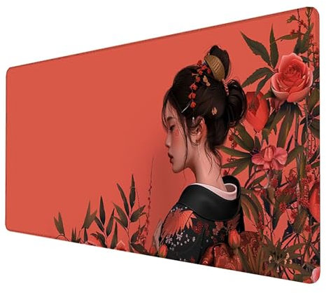 Alfombrilla Ratón, Alfombrilla Ratón XXL Gaming Tapete Escritorio Ordenador (1400x600x3mm) Protector Escritorio Alfombrilla Antideslizante para Ratón Láser y Óptico (Mujer) mousepad (Rosa) Q-8-T