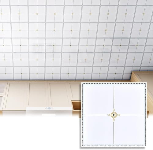 Deckenpaneele Deckenplatten Selbstklebende PVC-Deckenpaneele, 30 X 30 Cm, Dekorative Deckentapete Für Badezimmer, Dusche, Garage, Abgehängte Decke, Gewerbliche Wandverkleidung/ Vertäfelungsbrett(Style