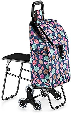 Carrello della spesa pieghevole con sedile per viaggi, campeggio, spiaggia, salire le scale, facilmente carrello della spesa per viaggi e vacanze