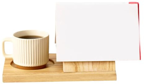 Soporte triangular de madera para libros con soporte para tazas de café, soporte de noche de madera, exhibición de esquina de libro para cocina, dormitorio, sala de estar, estudio