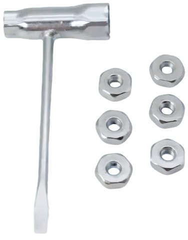 FortuneGlobe Zündkerzenschlüssel 13mm x 19mm Universal Kettensägenschlüssel passend für Stihl 017, 018, MS170, MS180, MS230, MS250 und Plus 2-in-1 Werkzeug mit 6 Ersatzmuttern