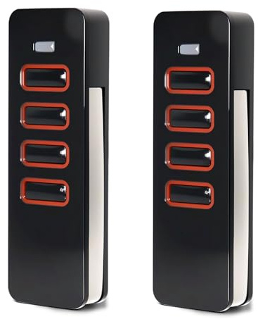 Fernbedienung für Tor, Packung mit 2 Universal-Fernbedienungen für Garage, 868 MHz, 4 Kanäle, Fernbedienung für Sommer-868,80-868,95 MHz (inkl. 2 zusätzliche Batterien)