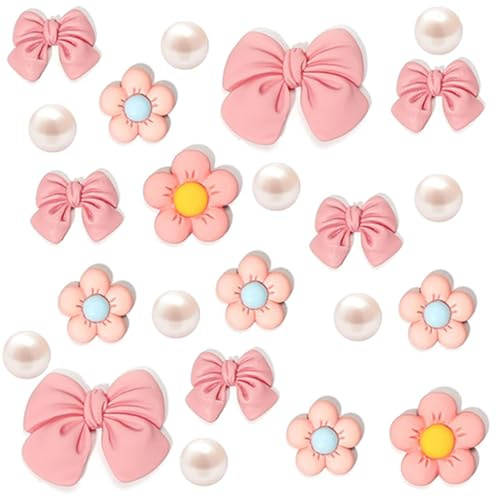 HERZWILD 24pcs Blumen Schuh Charms Für Crocs, niedliches Schuh Zubehör für Mädchen, Jungen und Erwachsene (pink)
