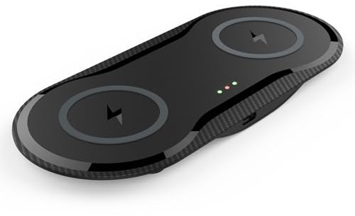X263 Caricabatterie wireless Doppio telefono cellulare Ricarica rapida da 10 W Compatibile con dispositivi abilitati wireless certificati Qi Nero