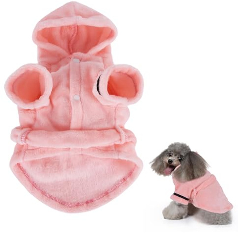 Bademantel für Teetasse, Hundebademantel, Hundemantel, Kapuzenbademantel, schnell trocknend und super saugfähig, Badetuch mit Gürtel, Rosa