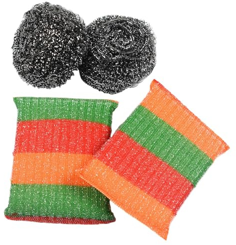 Esponja de metal: almohadilla de limpieza duradera, malla de limpieza de metal | Cepillo de esponja higiénico reutilizable, almohadilla de limpieza para suelos rebeldes, fregadero, tarros y grasa