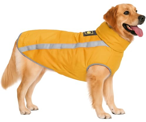 DoggieKit Hundrock Vinter, Reflekterande Hund Vinterjacka, Vindtät Jacka Kappa, Hundar Väst Kläder, Varm Kallt Väder Vattentät, Hundtröja Snöjacka för Hundar, Utomhus Fleecevinterhundsjacka