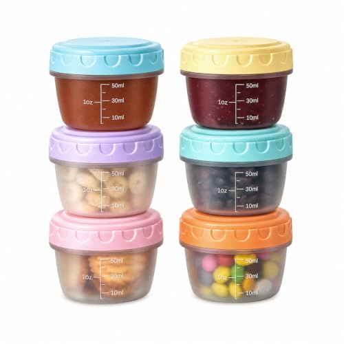 VINATO 6Pcs Kleine Dosen Mit Deckel Plastik, Frischhaltedosen Mit Deckel, 80ml (ca. 2.7 OZ) Mini Gefrierdosen Klein BPA-frei, Luftdicht & Stapelbar Für Sauces, Gewürze & Snacks