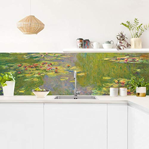 micasia Crédence de cuisine adhésive imperméable fleurs sans joint revêtement mural plantes film rigide mat vert fond de hotte 1607 (245x70cm)