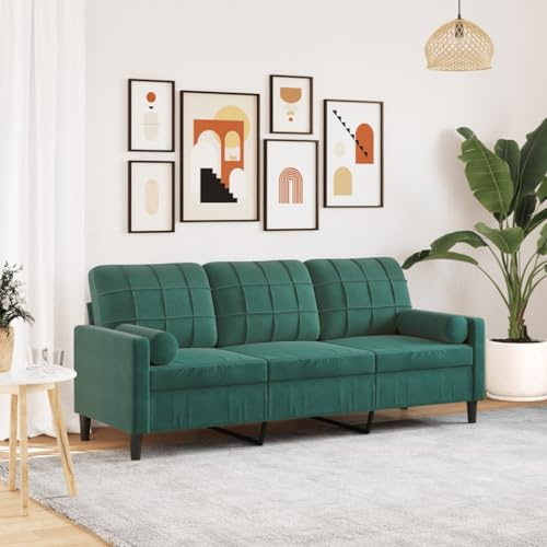 RJPLMFV Divano a 3 Posti con Cuscini Verde Scuro Divano da ufficio Couch Adatto per camere da letto 180 cm in Velluto
