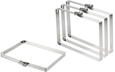 sourcing map Lot de 4 colliers de serrage rectangulaires en acier inoxydable 304, réglables de 15 x 10 cm, colliers de serrage carrés pour conduit, support de câble, systèmes de projet de pont