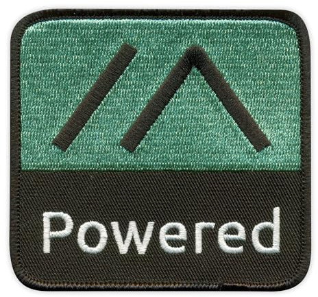 Patchion Powered By Meshtastic - Lora Mesh - Svart Krok Och Ögla - Broderad Märke/Båtmärke/Emblem