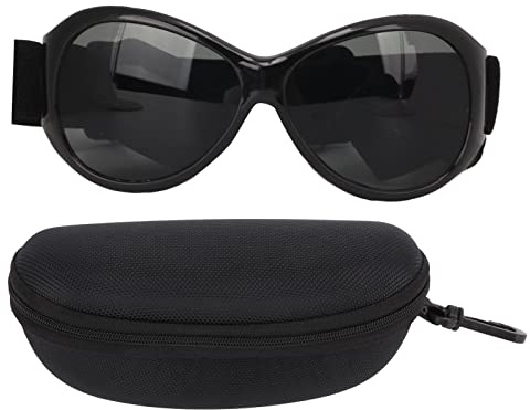 plplaaoo Pet Glasses Dog Sunglasses Windproof Adjustable Strap Eye Protection Goggles for Dogs Outdoor Activities PC Material 12cm (Black Gray)