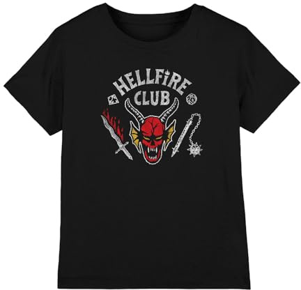 Stranger Things Stranger Things Hellfire Club Invert Kids T Shirt, Black T-Shirt Mixte Enfant (Lot de 1)