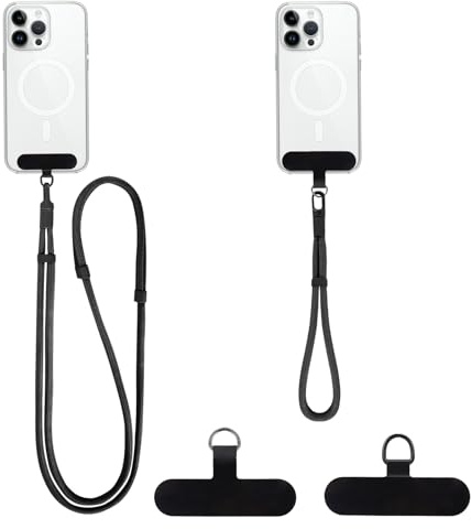 Zidoley 2 Pack Phone Lanyard + Wrist Strap – Anti Theft Phone Strap Set Compatible with Most Mobile Phone, Crossbody Phone Lanyard for Travel, Shopping & Daily Use 2 Patches