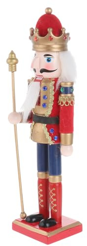 jojofuny Marionnette Casse-Noisette en Bois de Noyer Rouge et Blanc Soldat Décoratif de Noël Compact et Portable Ornement de Maison et Festival Poupée en Bois Bouche Mobile