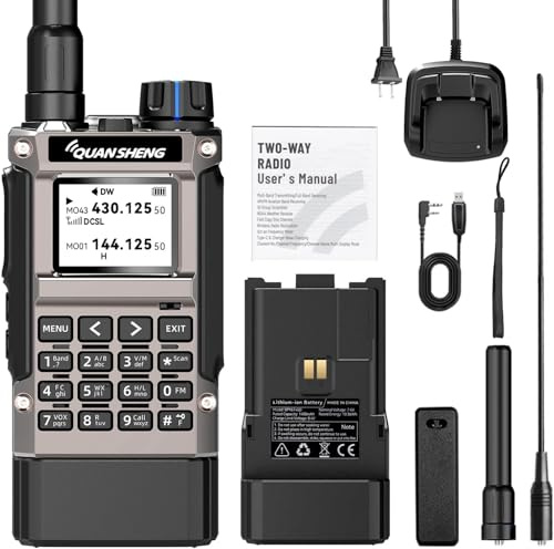 QUANSHENG Radio a banda larga UV-K1 (8) Walkie Talkie Handheld Ham Radio, 2500 mAh, batteria ad alta capacità, 50-600 MHz, ricevitore Full Band, Air Band, One Key Frequency Match, Wireless Copy, NOAA