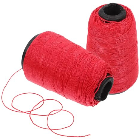 Veemoon Nylon String Line for Masonry and Gardening, Twisted Construction Nylon Twine Cord, Red Sturdy Thread for Bricklaying, 2 Rolls (50 Pieces)