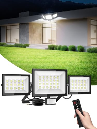 Litglobe LED Strahler mit Bewegungsmelder Außen 200W,6500K Scheinwerfer mit Fernbedienung,20000LM Superhell Außenstrahler,IP66 Wasserdicht LED Fluter Flutlicht für Garten Veranda Garage