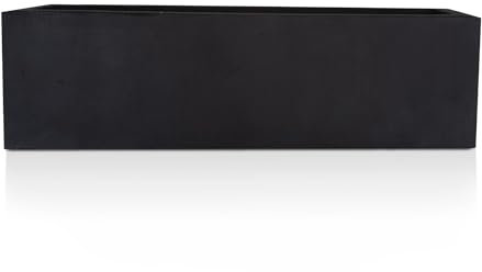 IDEALIST 60cm Black Window Box Planter | Reinforced Stone Windowsill Planter | Garden Plant Pot with Drainage Holes L60 W17 H17 cm, 18 litres